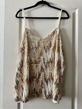 Torrid 2X Cream Cami with Gold Sequin Ombre